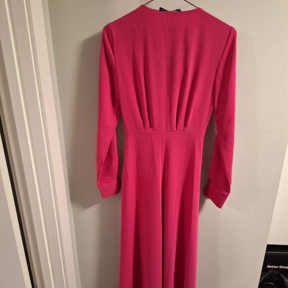 MNG Mango Hot Pink Long Sleeve Maxi Wrap Dress XS - Picture 3 of 4